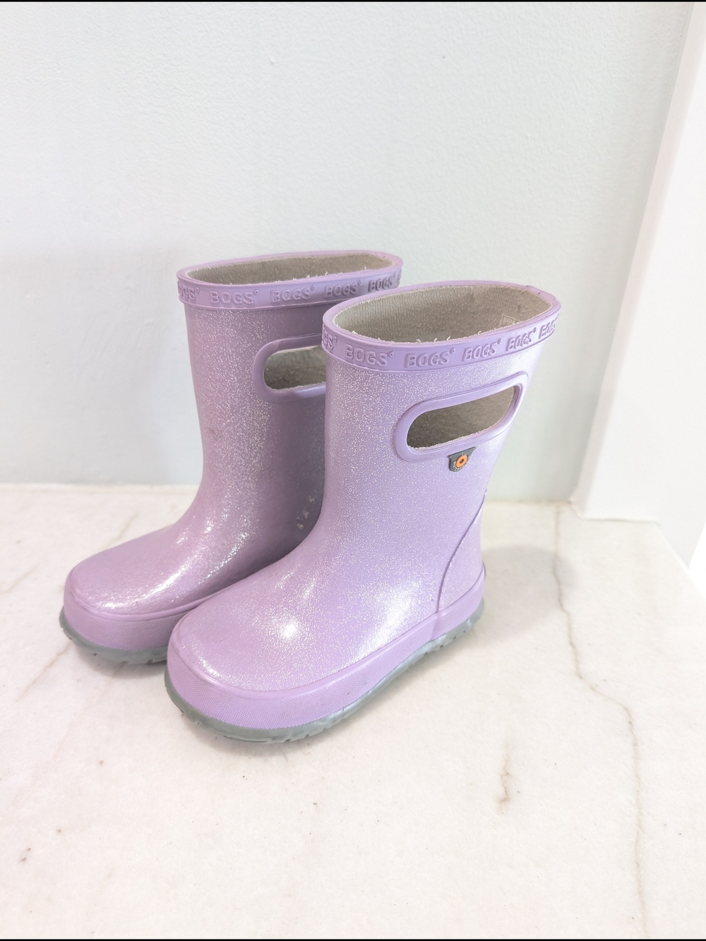 Bogs Girls' Lavender Purple Glitter Rain Boots Toddler Size 8
